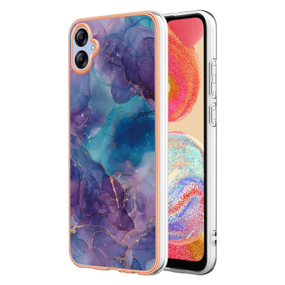 For Samsung Galaxy A04e 4G / F04 4G / M04 4G YB IMD Series-16 Style E Marble Pattern TPU IMD Phone Case 2.0mm Electroplating Cover