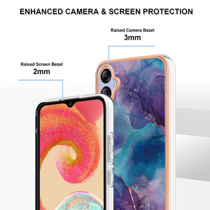 For Samsung Galaxy A04e 4G / F04 4G / M04 4G YB IMD Series-16 Style E Marble Pattern TPU IMD Phone Case 2.0mm Electroplating Cover