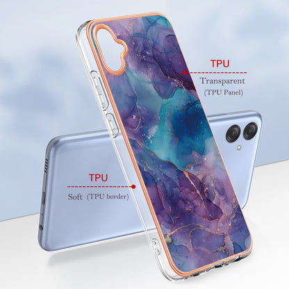 For Samsung Galaxy A04e 4G / F04 4G / M04 4G YB IMD Series-16 Style E Marble Pattern TPU IMD Phone Case 2.0mm Electroplating Cover