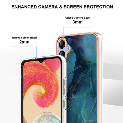 For Samsung Galaxy A04e 4G / F04 4G / M04 4G YB IMD Series-16 Style E Marble Pattern TPU IMD Phone Case 2.0mm Electroplating Cover