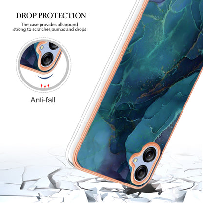 For Samsung Galaxy A04e 4G / F04 4G / M04 4G YB IMD Series-16 Style E Marble Pattern TPU IMD Phone Case 2.0mm Electroplating Cover