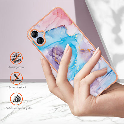 YB IMD Series-1 for Samsung Galaxy A04e 4G / F04 4G / M04 4G IMD TPU Phone Case Electroplating Marble Floral Pattern Cover