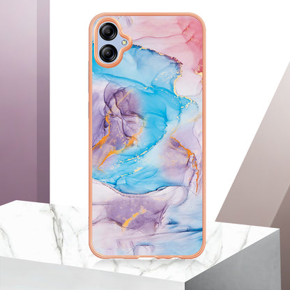 YB IMD Series-1 for Samsung Galaxy A04e 4G / F04 4G / M04 4G IMD TPU Phone Case Electroplating Marble Floral Pattern Cover