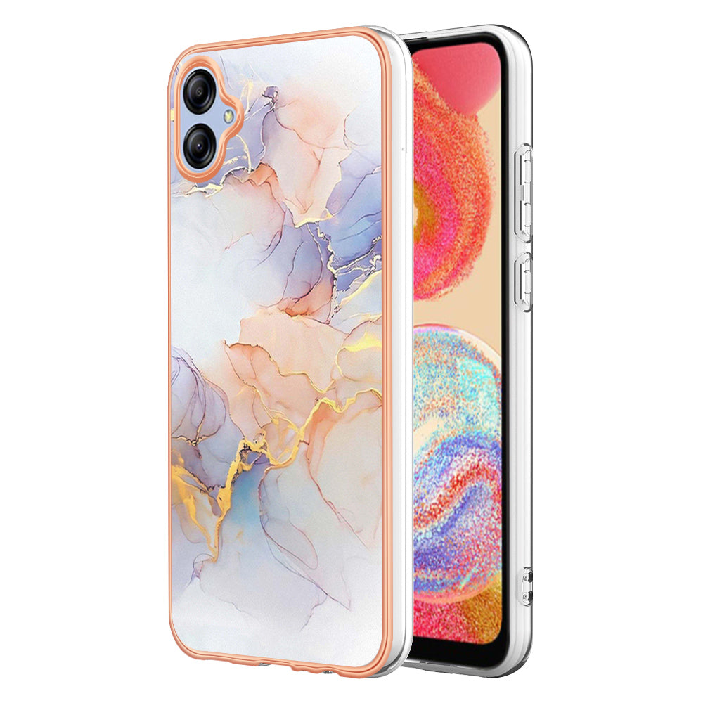 YB IMD Series-1 for Samsung Galaxy A04e 4G / F04 4G / M04 4G IMD TPU Phone Case Electroplating Marble Floral Pattern Cover