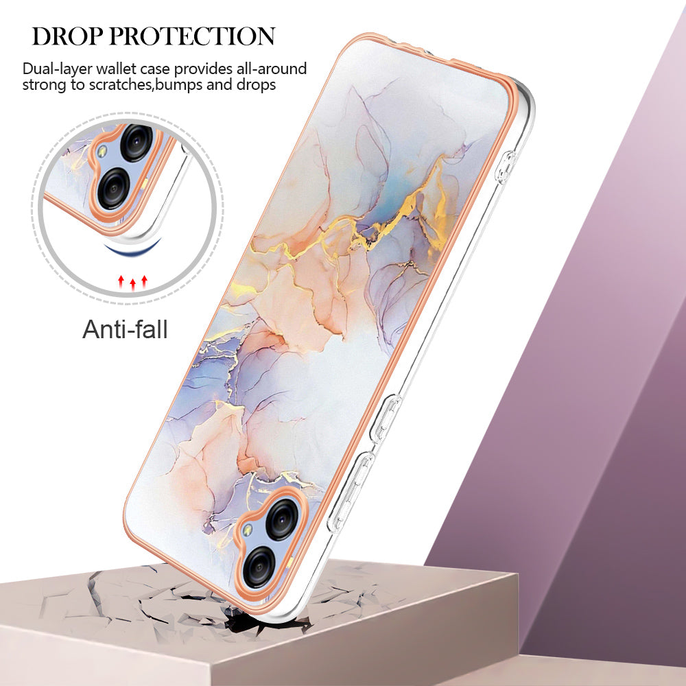 YB IMD Series-1 for Samsung Galaxy A04e 4G / F04 4G / M04 4G IMD TPU Phone Case Electroplating Marble Floral Pattern Cover
