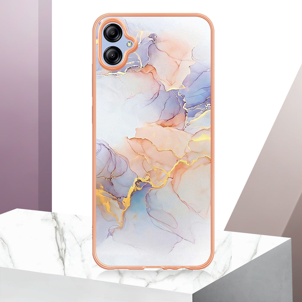 YB IMD Series-1 for Samsung Galaxy A04e 4G / F04 4G / M04 4G IMD TPU Phone Case Electroplating Marble Floral Pattern Cover