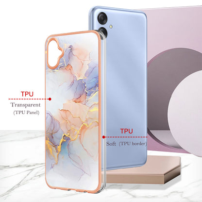 YB IMD Series-1 for Samsung Galaxy A04e 4G / F04 4G / M04 4G IMD TPU Phone Case Electroplating Marble Floral Pattern Cover