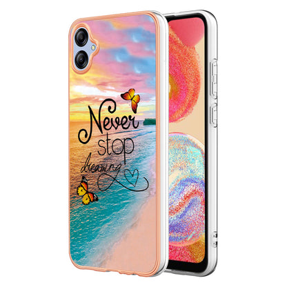 YB IMD Series-1 for Samsung Galaxy A04e 4G / F04 4G / M04 4G IMD TPU Phone Case Electroplating Marble Floral Pattern Cover