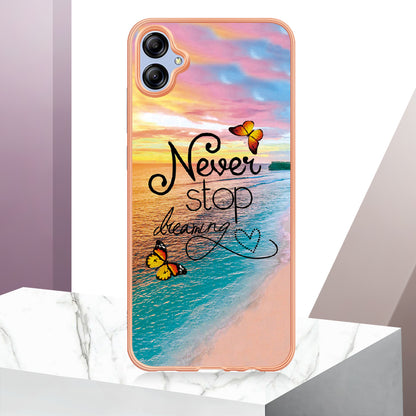 YB IMD Series-1 for Samsung Galaxy A04e 4G / F04 4G / M04 4G IMD TPU Phone Case Electroplating Marble Floral Pattern Cover