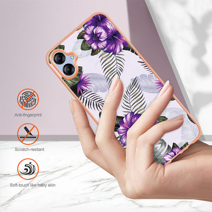 YB IMD Series-1 for Samsung Galaxy A04e 4G / F04 4G / M04 4G IMD TPU Phone Case Electroplating Marble Floral Pattern Cover