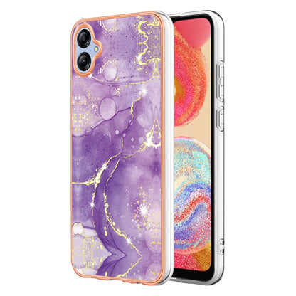 For Samsung Galaxy A04e 4G / F04 4G / M04 4G YB IMD Series-2 Phone Case Marble Pattern IMD Electroplating TPU Cover
