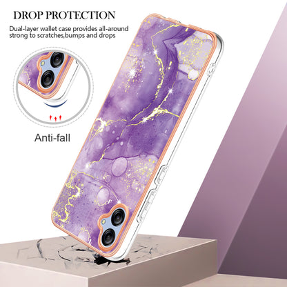For Samsung Galaxy A04e 4G / F04 4G / M04 4G YB IMD Series-2 Phone Case Marble Pattern IMD Electroplating TPU Cover