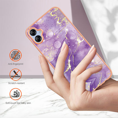 For Samsung Galaxy A04e 4G / F04 4G / M04 4G YB IMD Series-2 Phone Case Marble Pattern IMD Electroplating TPU Cover
