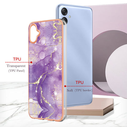 For Samsung Galaxy A04e 4G / F04 4G / M04 4G YB IMD Series-2 Phone Case Marble Pattern IMD Electroplating TPU Cover