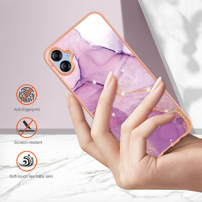 For Samsung Galaxy A04e 4G / F04 4G / M04 4G YB IMD Series-2 Phone Case Marble Pattern IMD Electroplating TPU Cover