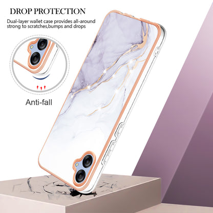For Samsung Galaxy A04e 4G / F04 4G / M04 4G YB IMD Series-2 Phone Case Marble Pattern IMD Electroplating TPU Cover