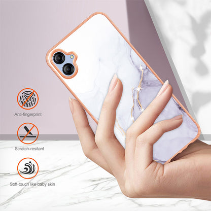 For Samsung Galaxy A04e 4G / F04 4G / M04 4G YB IMD Series-2 Phone Case Marble Pattern IMD Electroplating TPU Cover