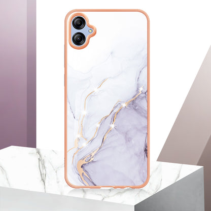 For Samsung Galaxy A04e 4G / F04 4G / M04 4G YB IMD Series-2 Phone Case Marble Pattern IMD Electroplating TPU Cover