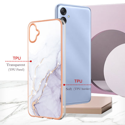 For Samsung Galaxy A04e 4G / F04 4G / M04 4G YB IMD Series-2 Phone Case Marble Pattern IMD Electroplating TPU Cover