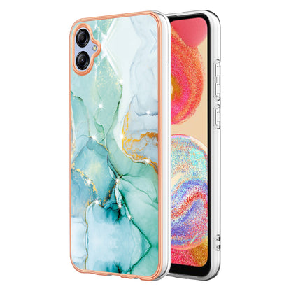 For Samsung Galaxy A04e 4G / F04 4G / M04 4G YB IMD Series-2 Phone Case Marble Pattern IMD Electroplating TPU Cover