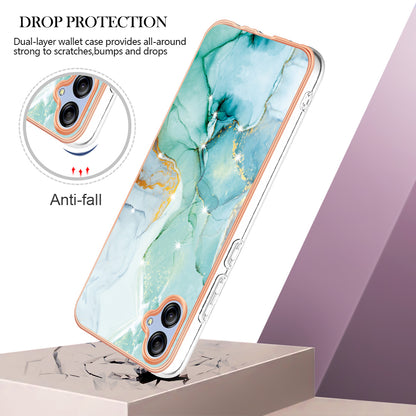 For Samsung Galaxy A04e 4G / F04 4G / M04 4G YB IMD Series-2 Phone Case Marble Pattern IMD Electroplating TPU Cover