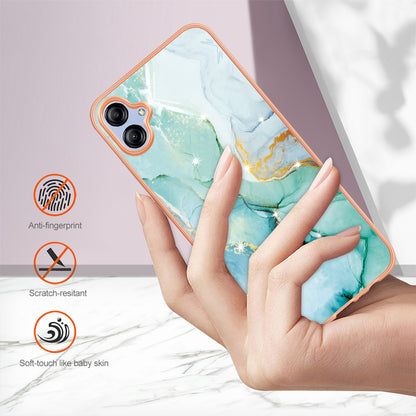 For Samsung Galaxy A04e 4G / F04 4G / M04 4G YB IMD Series-2 Phone Case Marble Pattern IMD Electroplating TPU Cover