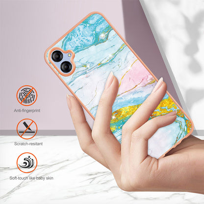 For Samsung Galaxy A04e 4G / F04 4G / M04 4G YB IMD Series-2 Phone Case Marble Pattern IMD Electroplating TPU Cover