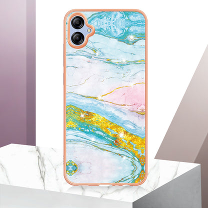 For Samsung Galaxy A04e 4G / F04 4G / M04 4G YB IMD Series-2 Phone Case Marble Pattern IMD Electroplating TPU Cover