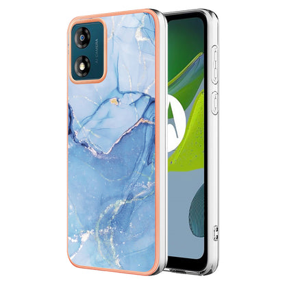 TPU Phone Case for Motorola Moto E13 4G , YB IMD Series-16 Style E Marble Pattern 2.0mm Electroplating IMD Phone Cover