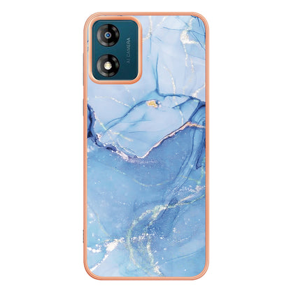 TPU Phone Case for Motorola Moto E13 4G , YB IMD Series-16 Style E Marble Pattern 2.0mm Electroplating IMD Phone Cover