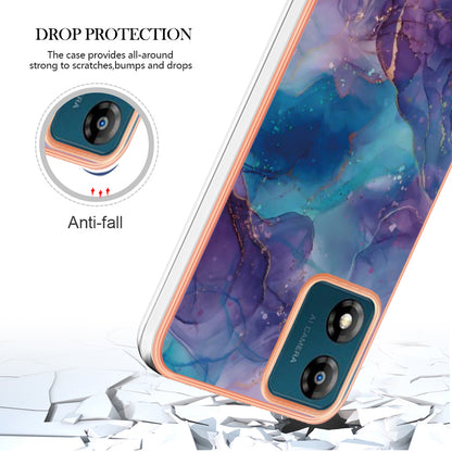 TPU Phone Case for Motorola Moto E13 4G , YB IMD Series-16 Style E Marble Pattern 2.0mm Electroplating IMD Phone Cover