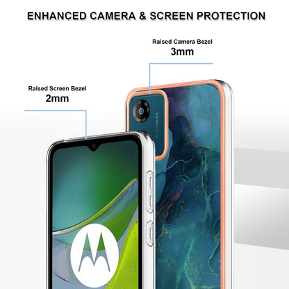 TPU Phone Case for Motorola Moto E13 4G , YB IMD Series-16 Style E Marble Pattern 2.0mm Electroplating IMD Phone Cover