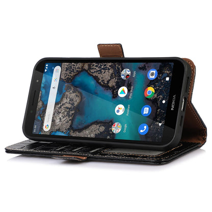 For Nokia G22 RFID Blocking Wallet Phone Case Crocodile Texture Genuine Cow Leather Stand Cover