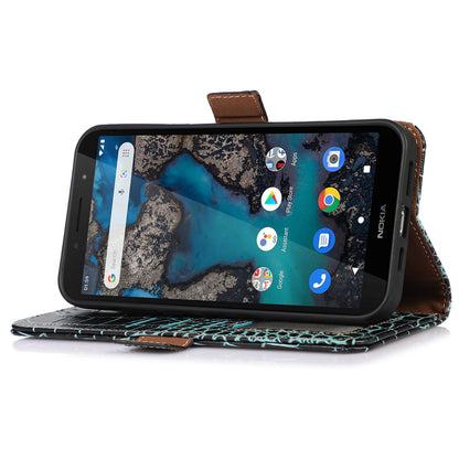 For Nokia G22 RFID Blocking Wallet Phone Case Crocodile Texture Genuine Cow Leather Stand Cover