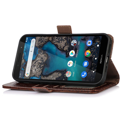 For Nokia G22 RFID Blocking Wallet Phone Case Crocodile Texture Genuine Cow Leather Stand Cover