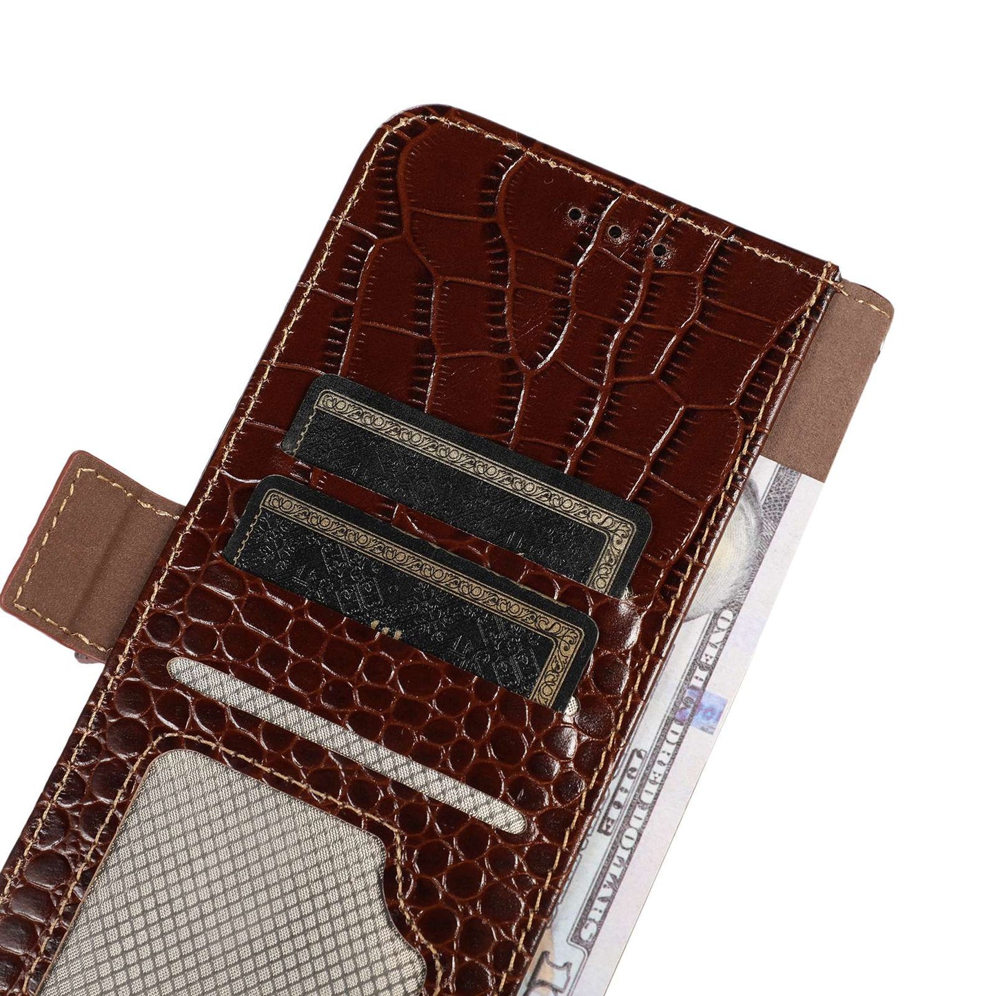 For Nokia G22 RFID Blocking Wallet Phone Case Crocodile Texture Genuine Cow Leather Stand Cover