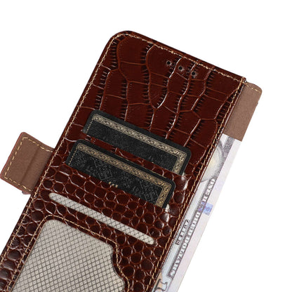 For Nokia G22 RFID Blocking Wallet Phone Case Crocodile Texture Genuine Cow Leather Stand Cover