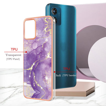 For Motorola Moto E13 4G YB IMD Series-2 Marble Pattern Phone Case Electroplating IMD TPU Cover