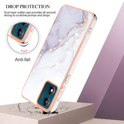 For Motorola Moto E13 4G YB IMD Series-2 Marble Pattern Phone Case Electroplating IMD TPU Cover