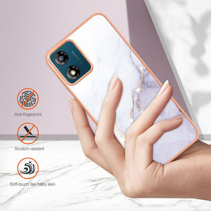 For Motorola Moto E13 4G YB IMD Series-2 Marble Pattern Phone Case Electroplating IMD TPU Cover