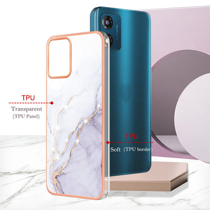 For Motorola Moto E13 4G YB IMD Series-2 Marble Pattern Phone Case Electroplating IMD TPU Cover