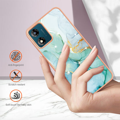 For Motorola Moto E13 4G YB IMD Series-2 Marble Pattern Phone Case Electroplating IMD TPU Cover