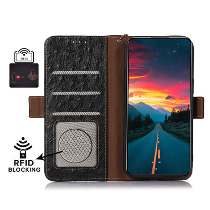 For Oppo Find X6 Anti-Scratch Phone Case RFID Blocking Genuine Cow Leather Stand Phone Cover Wallet