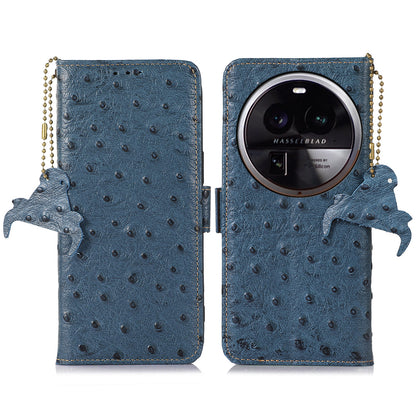 For Oppo Find X6 Anti-Scratch Phone Case RFID Blocking Genuine Cow Leather Stand Phone Cover Wallet