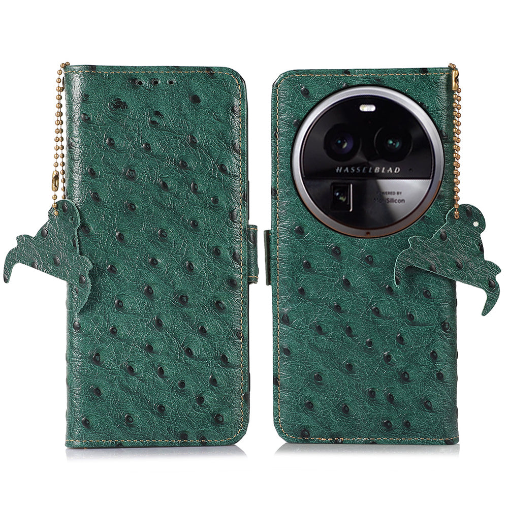 For Oppo Find X6 Anti-Scratch Phone Case RFID Blocking Genuine Cow Leather Stand Phone Cover Wallet