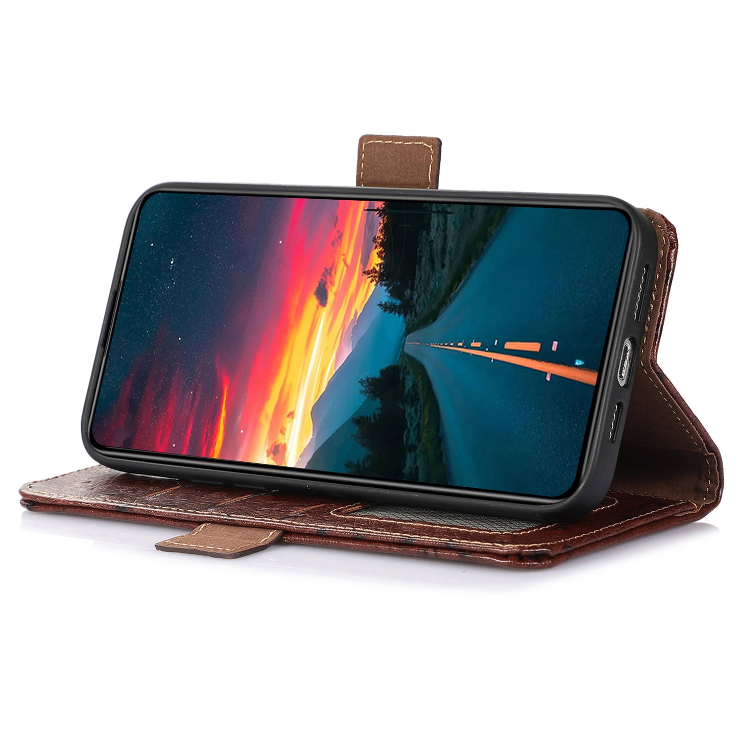 For Oppo Find X6 Anti-Scratch Phone Case RFID Blocking Genuine Cow Leather Stand Phone Cover Wallet