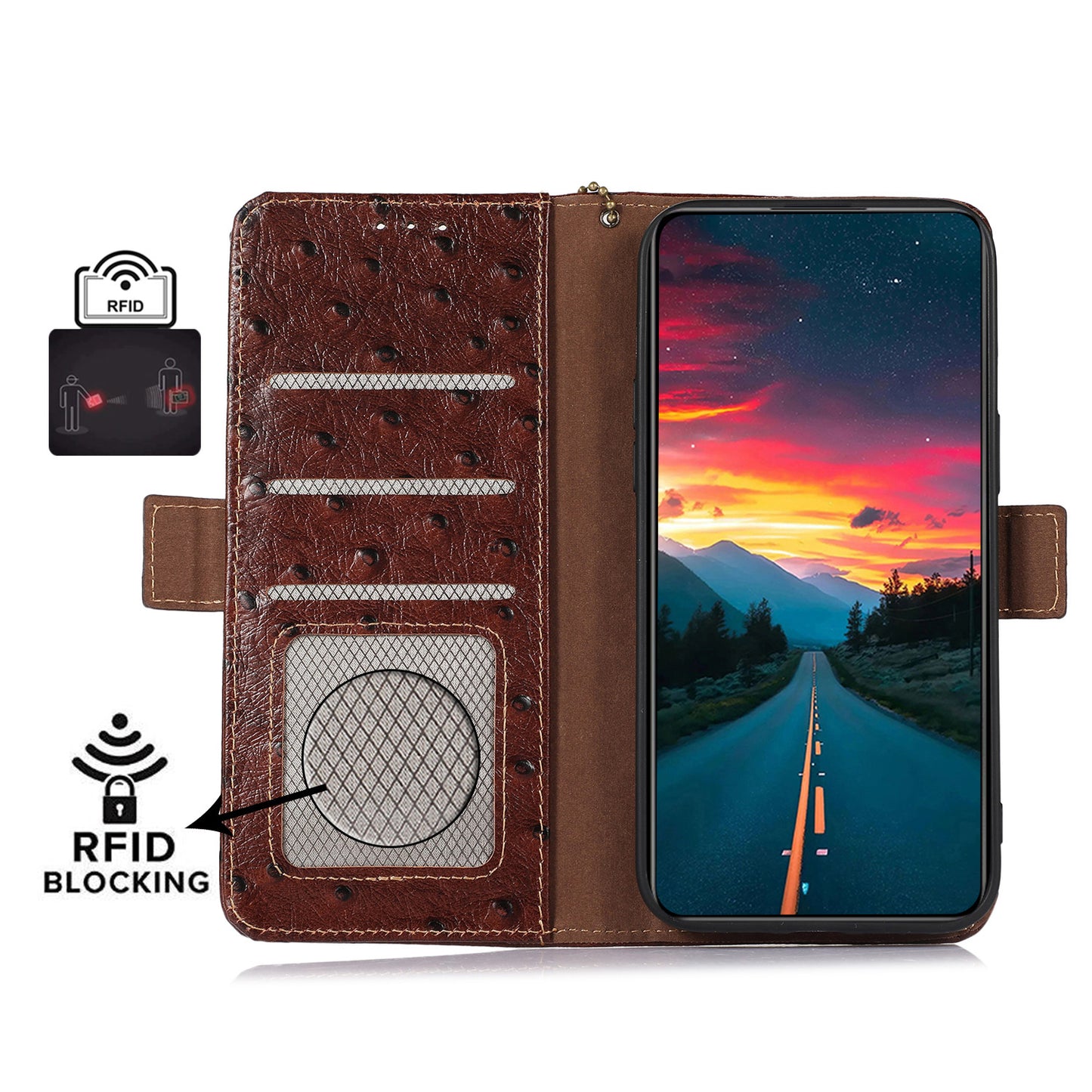 For Oppo Find X6 Anti-Scratch Phone Case RFID Blocking Genuine Cow Leather Stand Phone Cover Wallet