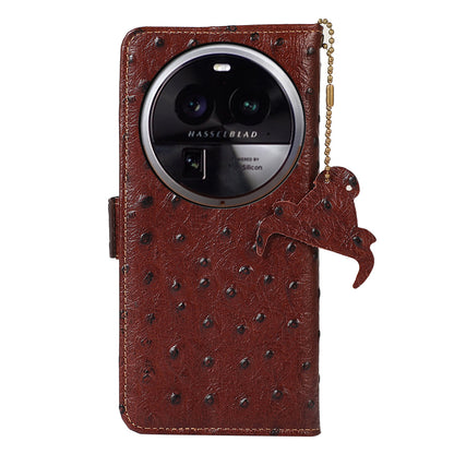 For Oppo Find X6 Anti-Scratch Phone Case RFID Blocking Genuine Cow Leather Stand Phone Cover Wallet