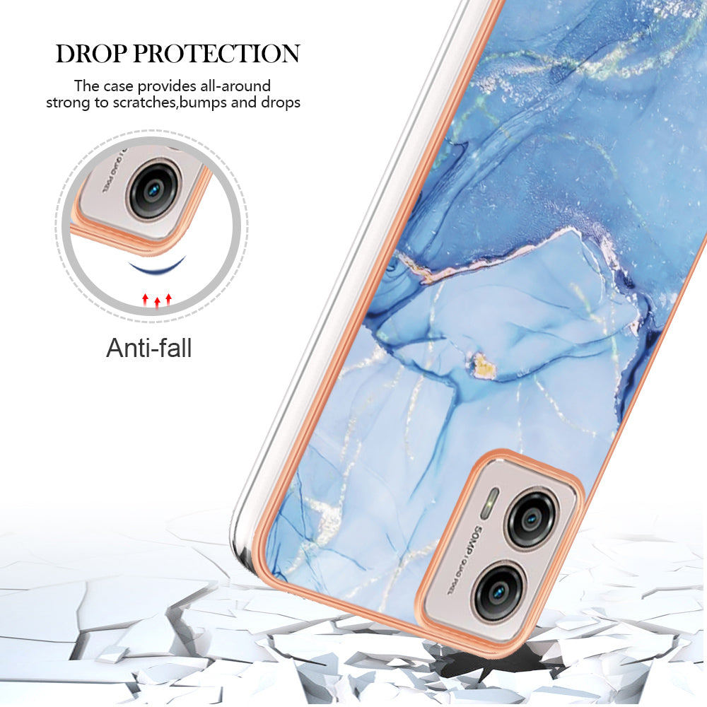 YB IMD Series-16 Style E Phone Case For Motorola Moto G53 5G / G23 4G / G13 4G IMD Marble Pattern 2.0mm TPU Cover