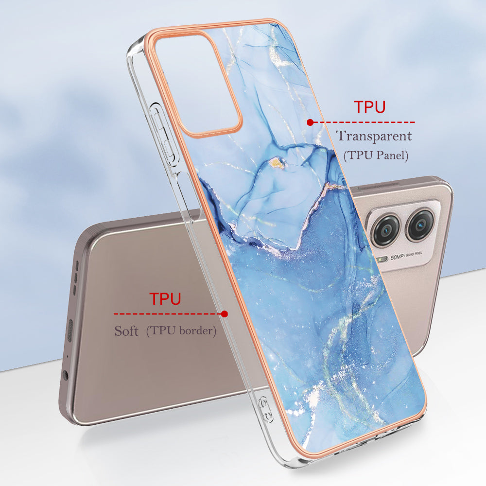 YB IMD Series-16 Style E Phone Case For Motorola Moto G53 5G / G23 4G / G13 4G IMD Marble Pattern 2.0mm TPU Cover